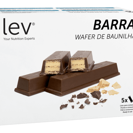 barra wafer de baunilha lev, saudavel com cobertura de chocolate, ideais para o ajudar a emagrecer