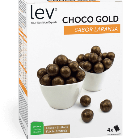 Snack Choco Gold lev, bolas de chocolate crocante sabor a laranja, sem glúten e ideais para ajudar a emagrecer
