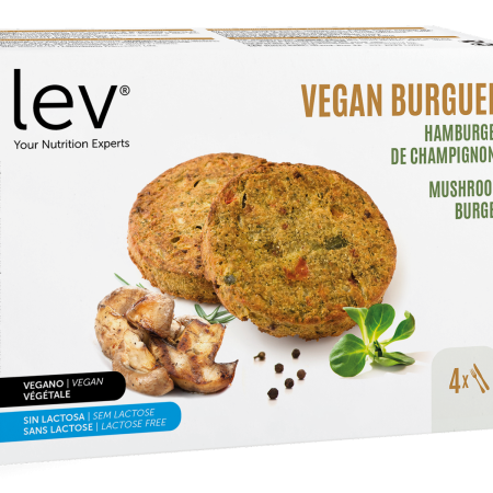 vegan mushroom burger - lactose free, high protein, low fat, low carb, suitable for diet