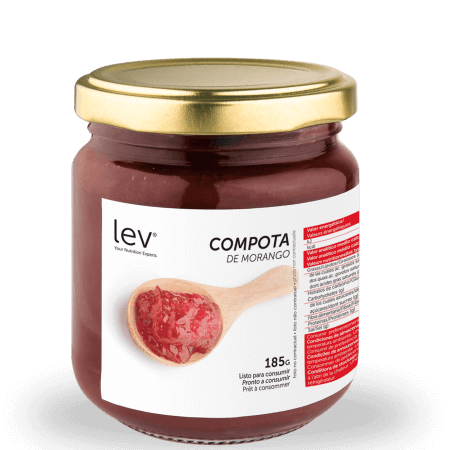 compota de morango lev sem adição de açúcares, apta para adicionar à sua dieta