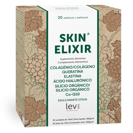Skin Elixir: suplemento alimentar natural à base de colagénio, queratina, elastina e ácido hialurónico para um cabelo e unhas mais fortes