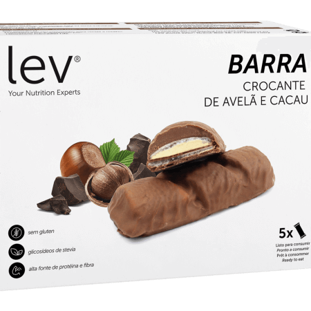 Barra crocante de avelã e cacau lev saudável