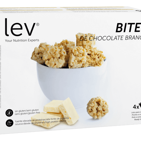 bites de Chocolate Branco, granola de chocolate branco, sem açúcares, sem glúten, rico em proteína