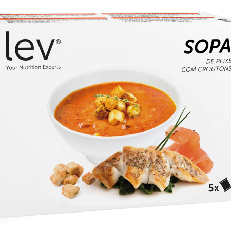 Sopa de peixe lev com croutons pronta a consumir